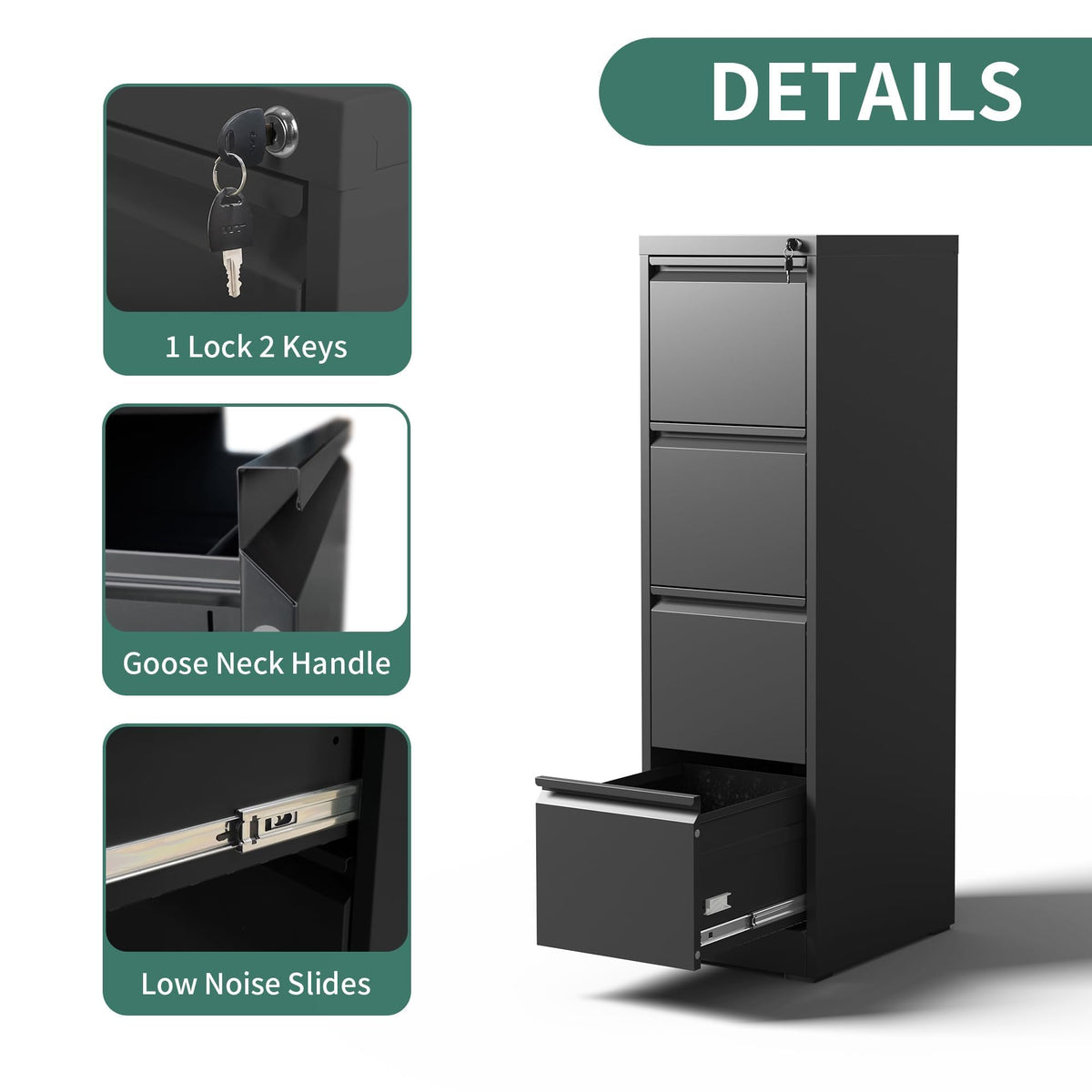4-Drawer Locking Steel File Cabinet