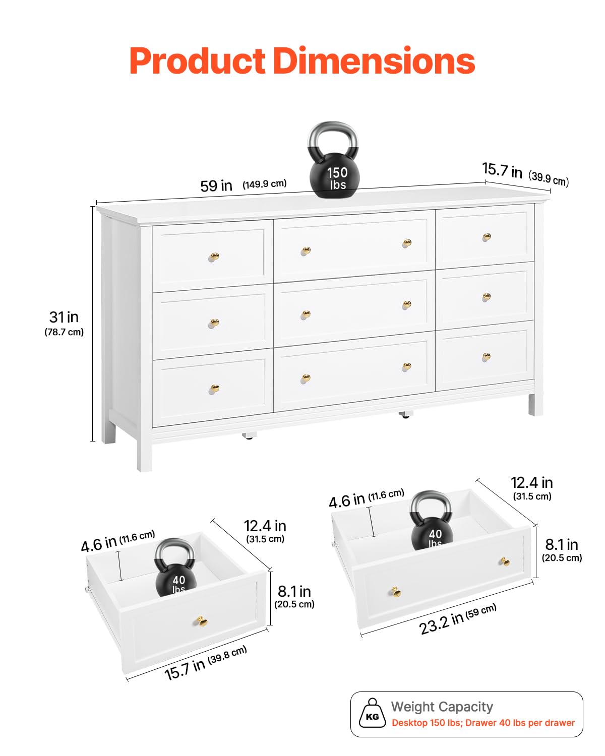9-Drawer Dresser with Anti-Tip Device