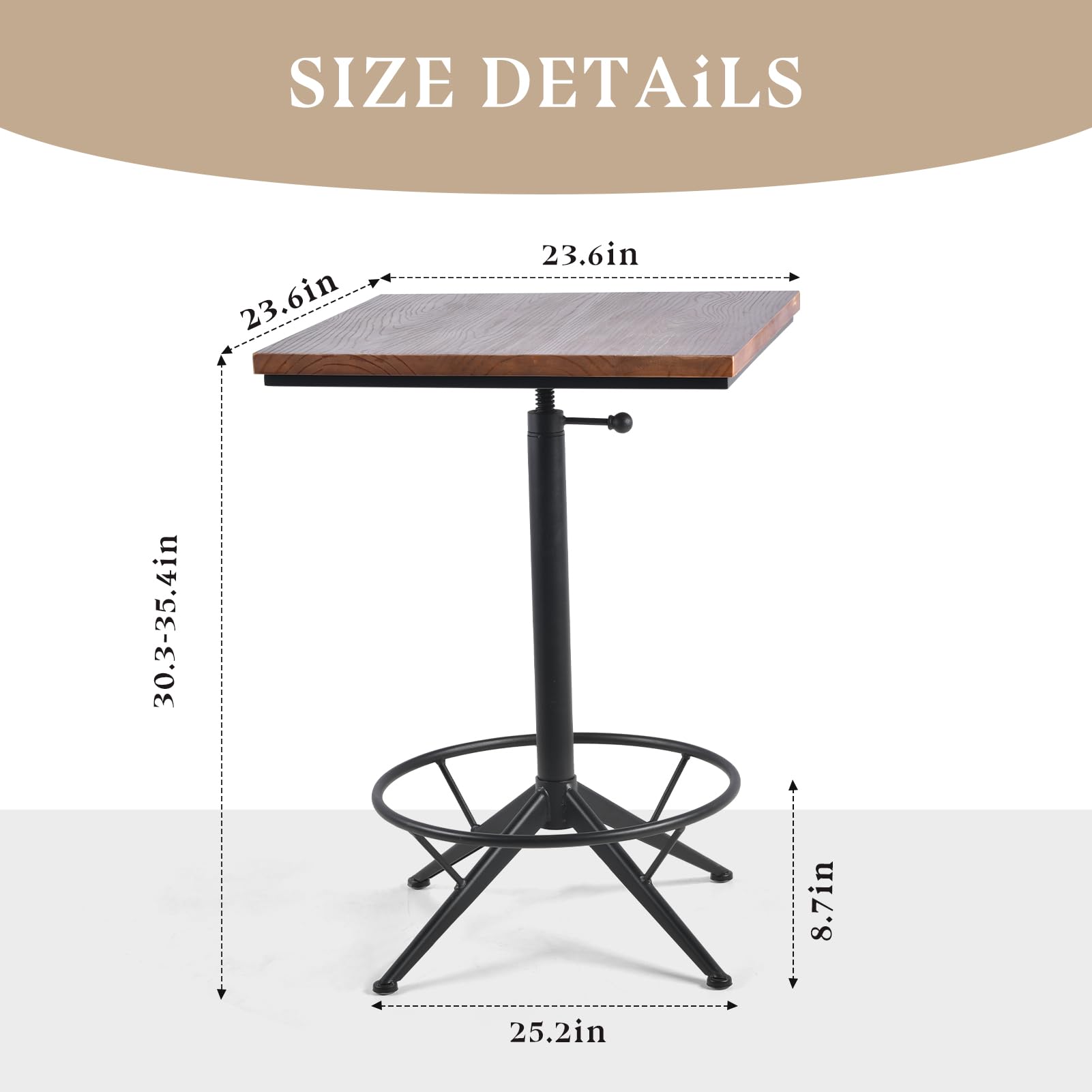Industrial Bar Table & 2 Swivel Stools Set
