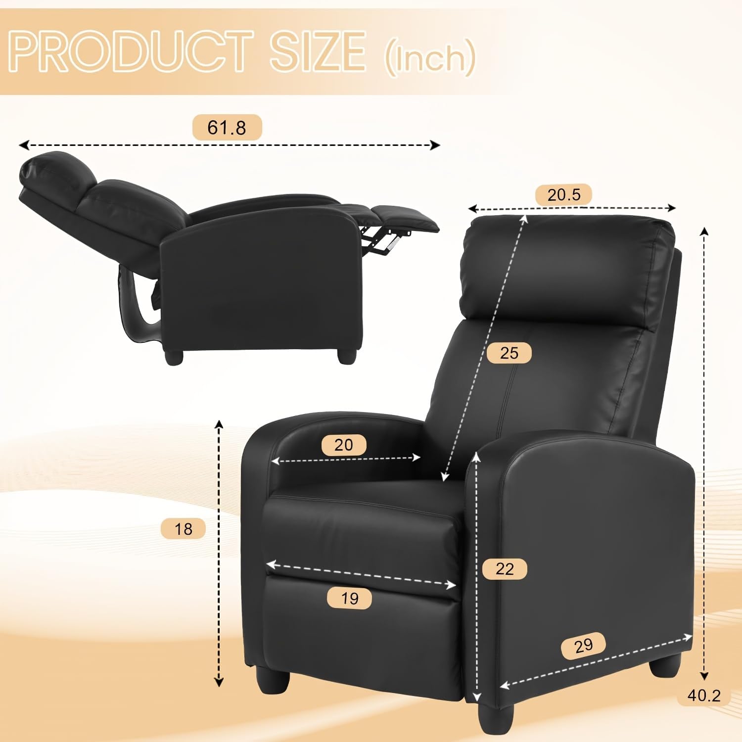 PU Leather Massage Recliner Chair