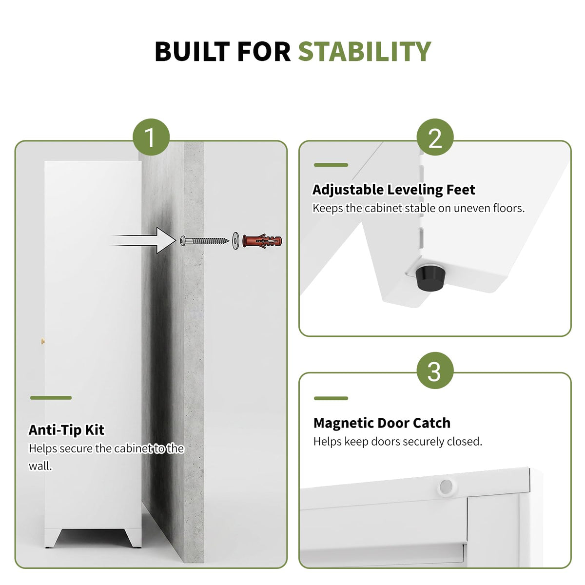 Bayunity 75" White Metal Pantry Cabinet with Doors & 5 Adjustable Shelves