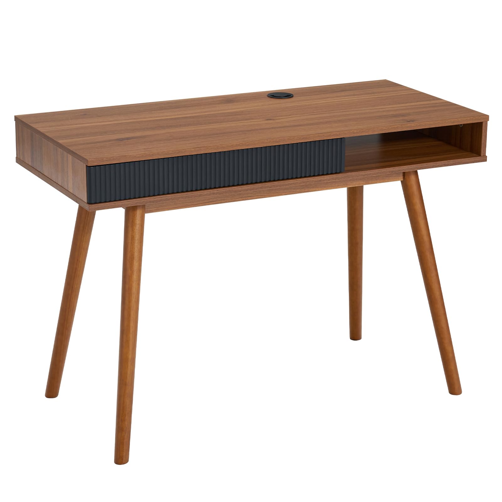 Mid Century Modern Writing Desk with Drawer & Open Cubby