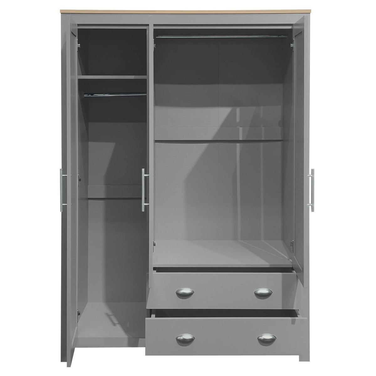 3-Door Wardrobe with Drawers