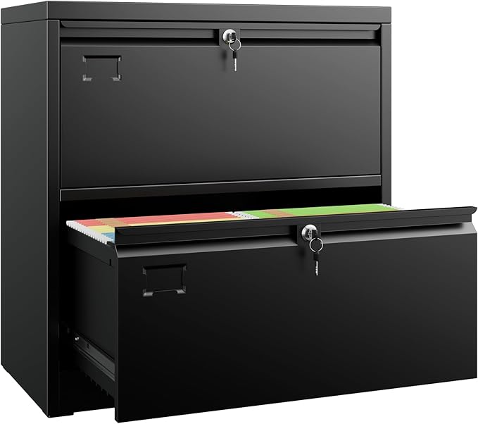 4-Drawer Metal File Cabinet with Lock & Name Card Slots