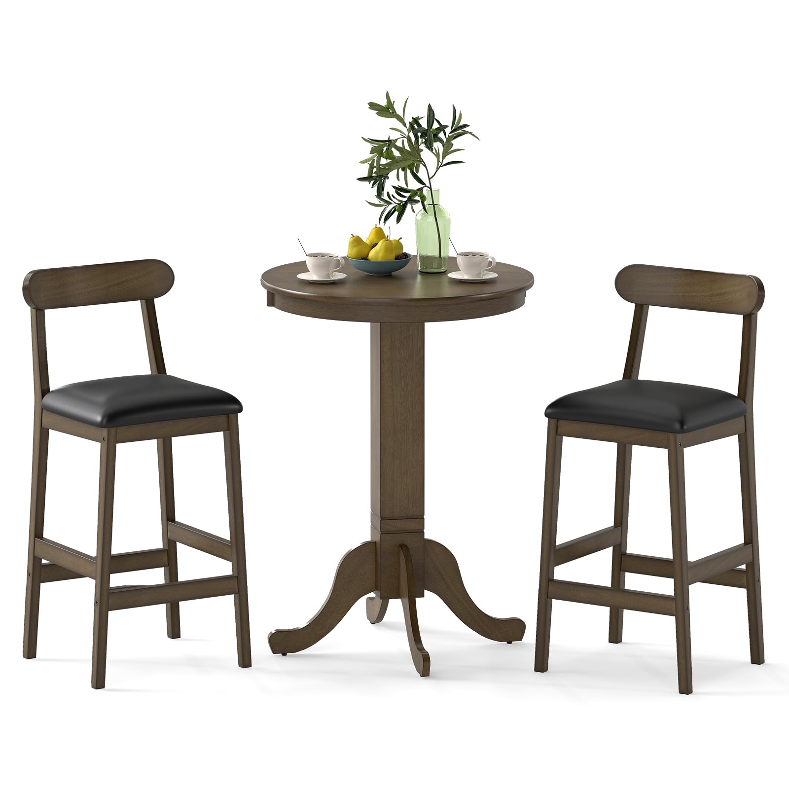 3-Piece Round Pub Table & Bar Stool Set