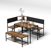 3-Piece Industrial Dining Table Set with Storage Bench