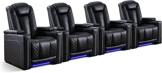 Power Recliner Chair with USB Ports, Cup Holders & Ambient Lighting