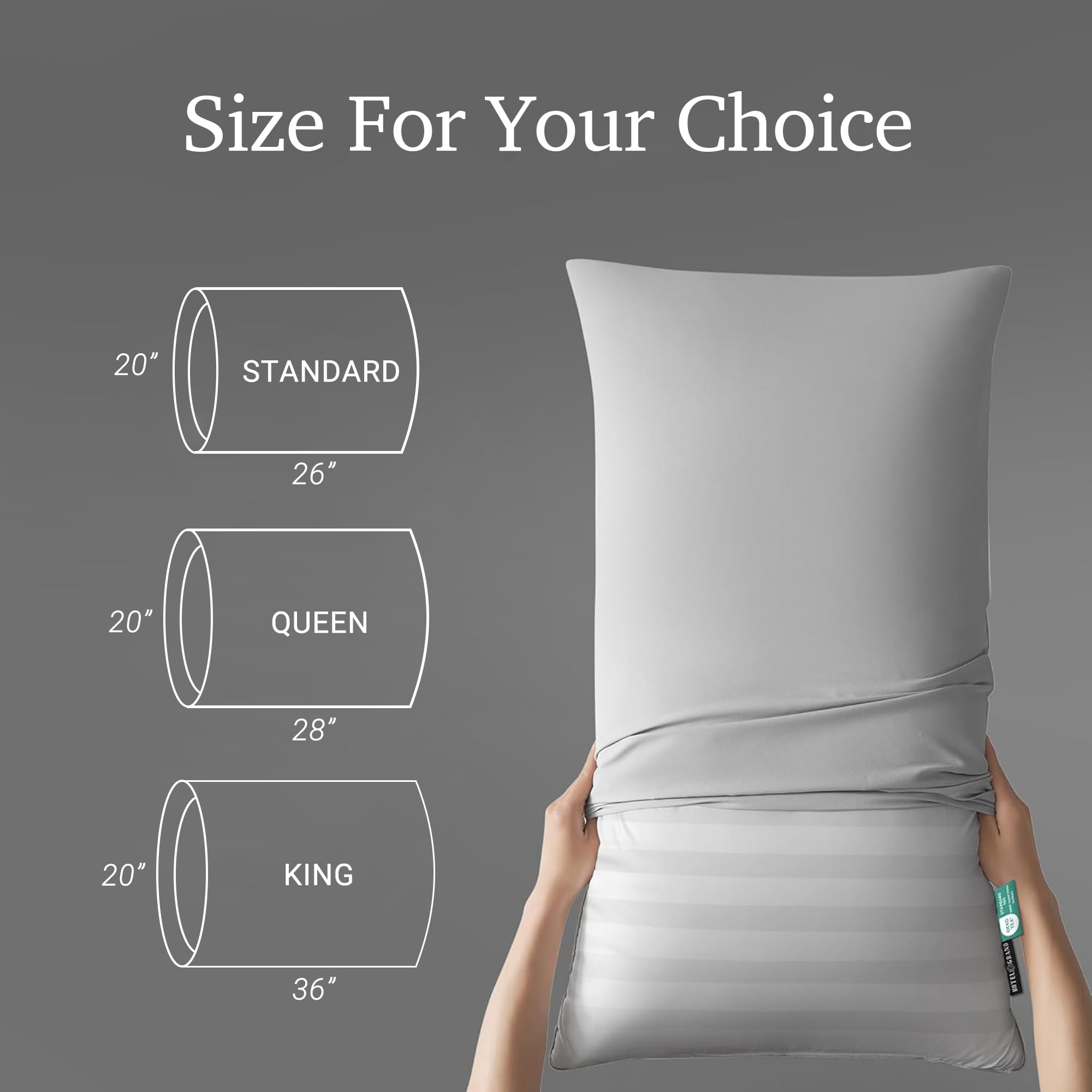 Feather Down Bed Pillows – 500 Thread Count, 100% Cotton Cover