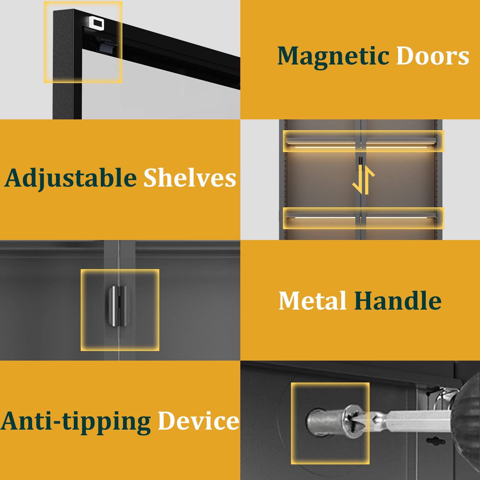 Glass Display Cabinet with LED Lights & Adjustable Shelves