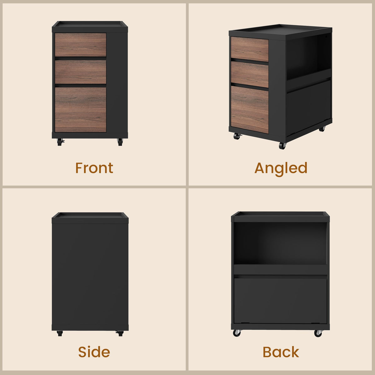 Mobile File Cabinet Under Desk with 3 Drawer, Office Storage Cabinet