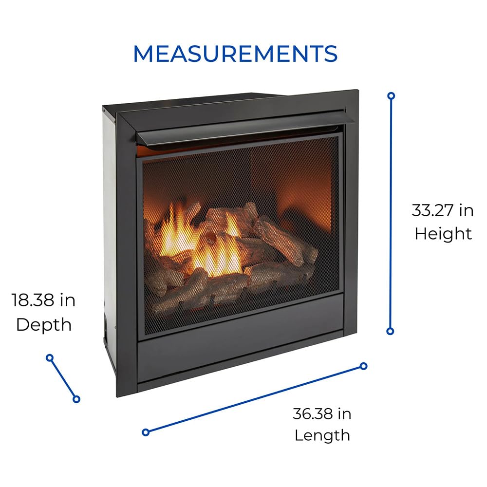 32" Ventless Dual Fuel Gas Fireplace Insert with Remote Control