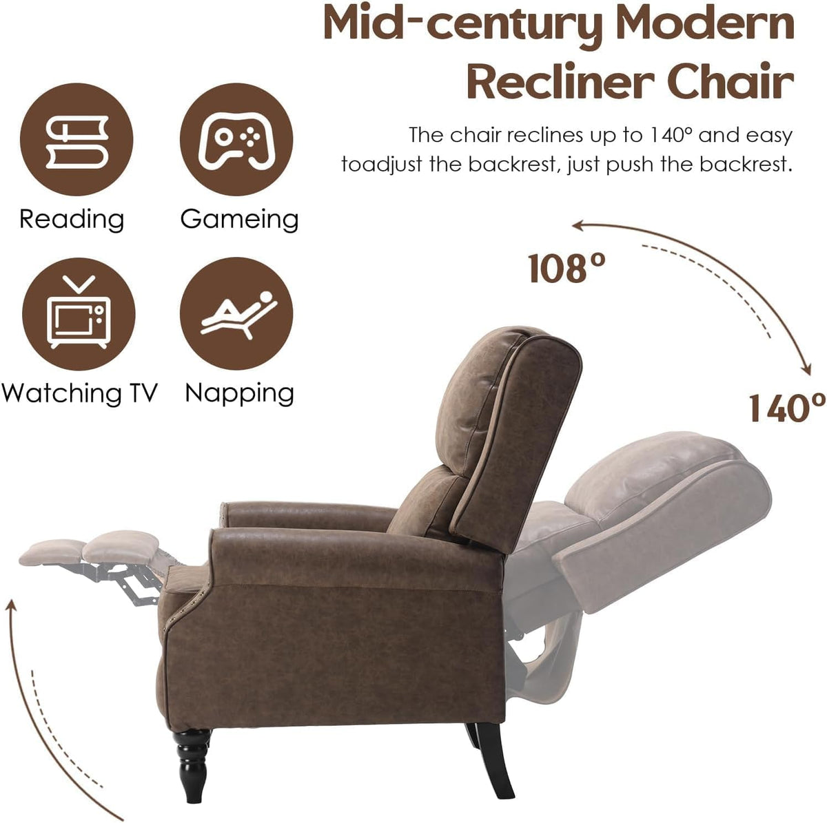 Faux Leather Pushback Recliner