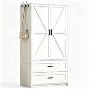 White Farmhouse Wardrobe with Mirror