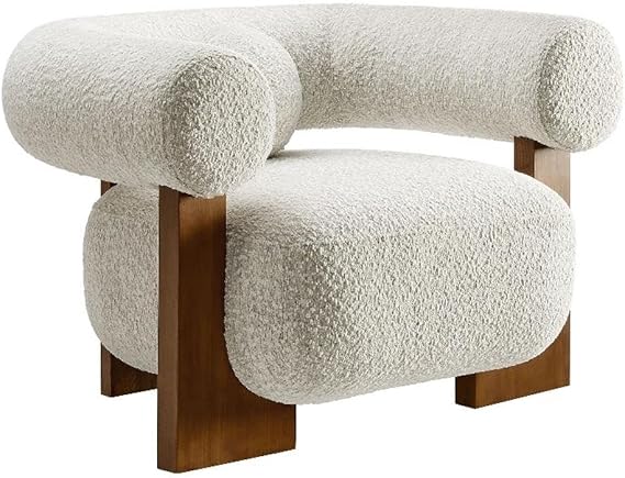 Boucle Accent Chair with Pillow