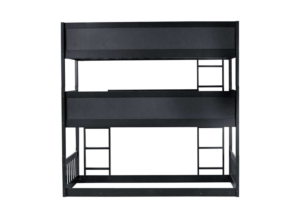 Bellemave Twin Over Twin Over Twin Triple Beds for 3 Kids, Wood 3 Bunk Beds, Espresso