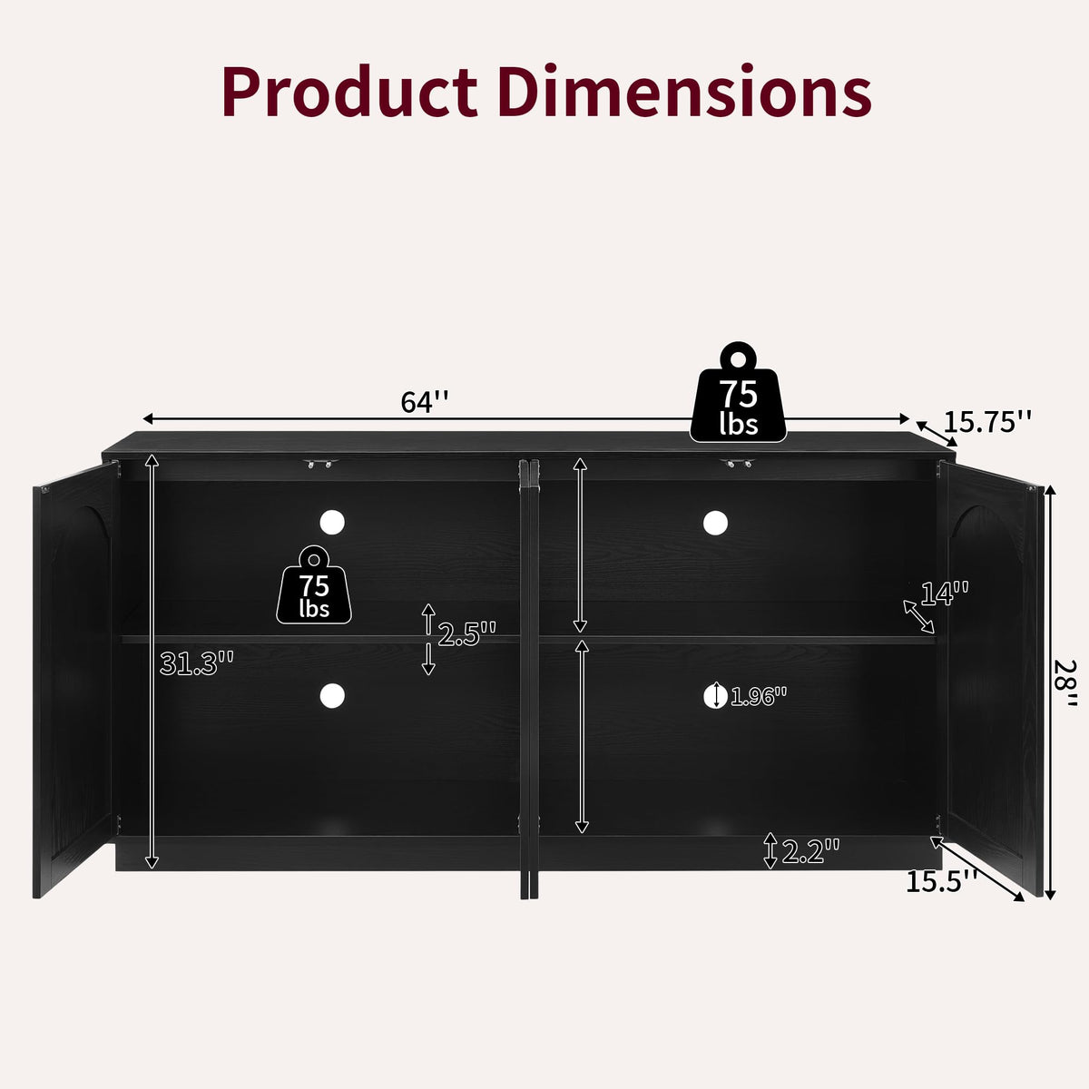 Fluted Sideboard Cabinet