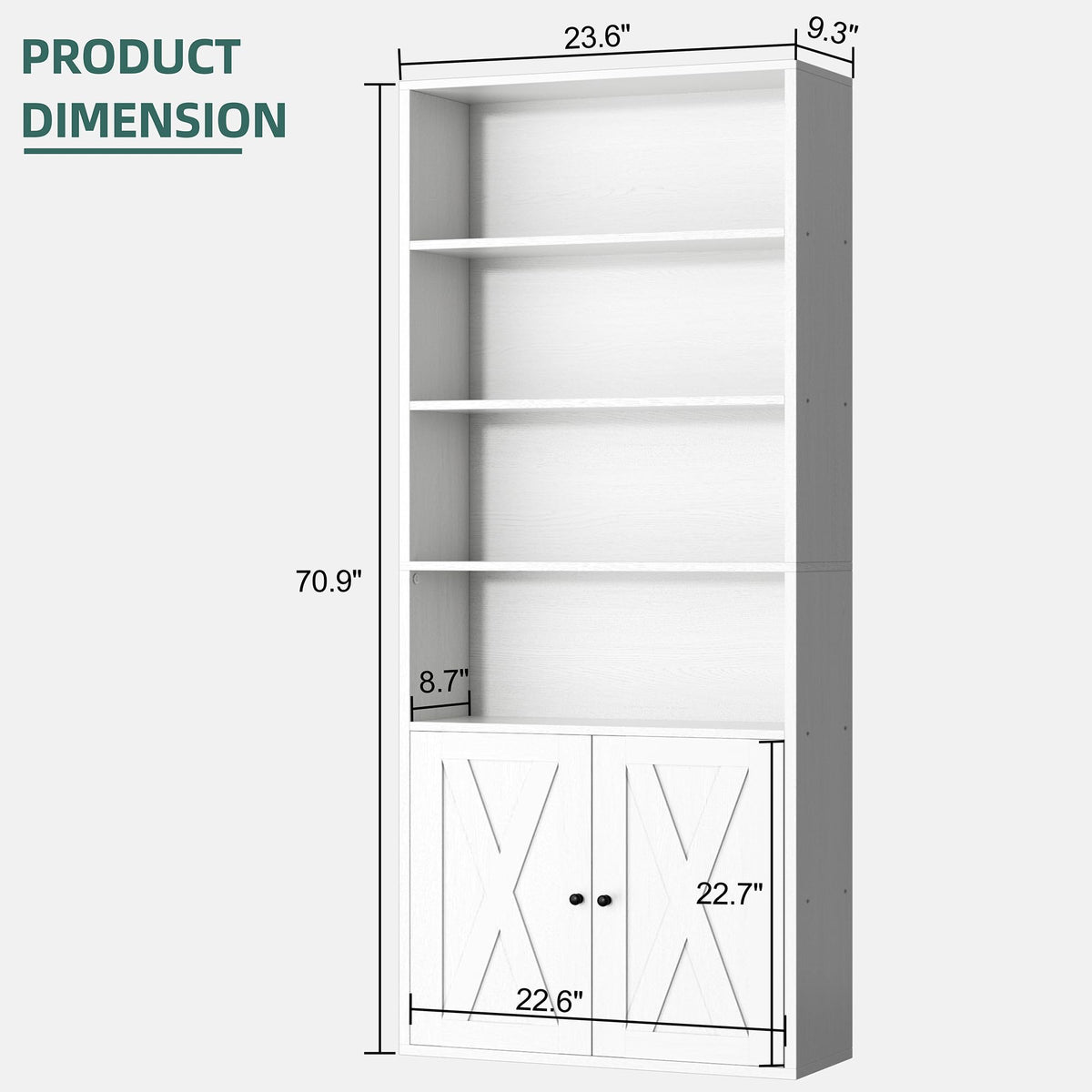 6-Tier Bookcase with Doors