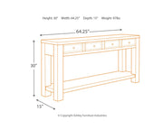 Signature Design by Ashley Gavelston Sofa Table, Couch Table with Drawers & Shelf, Hand-Finished Wood Console for Living Room or Entryway, Weathered Black