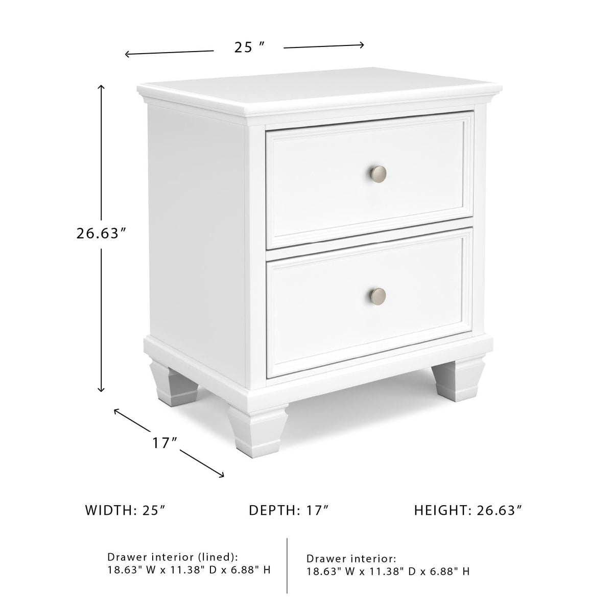 White 2-Drawer Nightstand