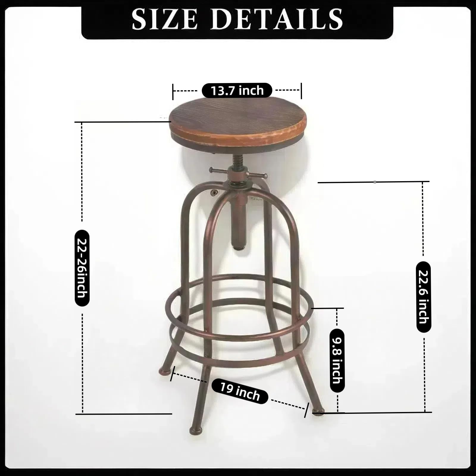 BOKKOLIK 3 Pieces Vintage Dining Table Set Industrial Pub Table and Chairs Rustic Bar Table with Stools Swivel High Top Table Height Adjustable