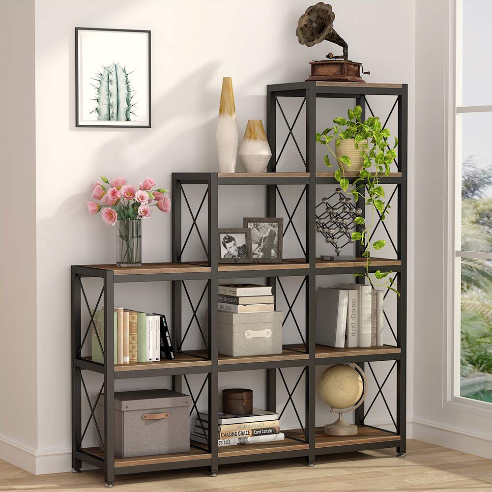 9-Cube Stepped Ladder Corner Bookcase