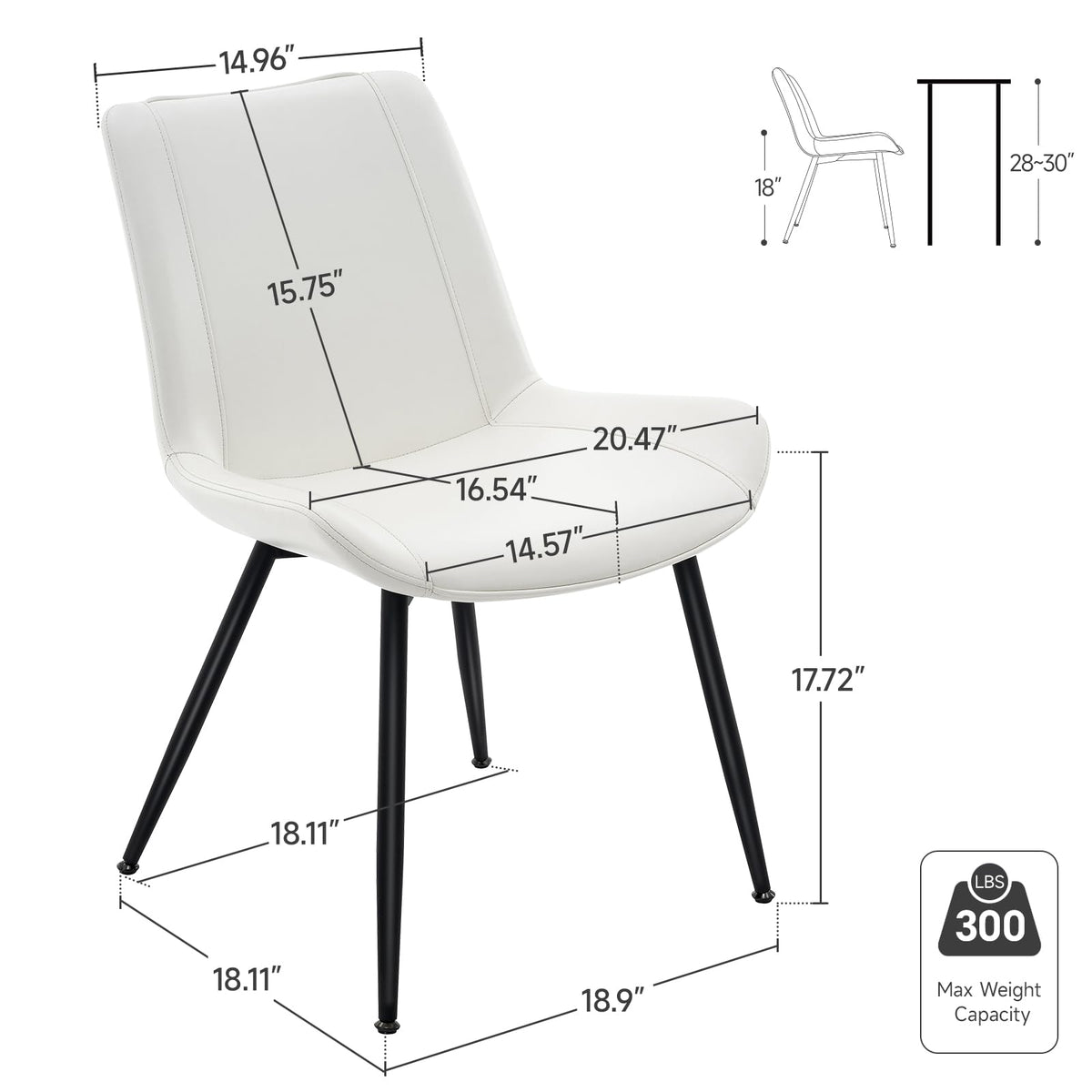 Pearl White Faux Leather Dining Chairs, Set of 2