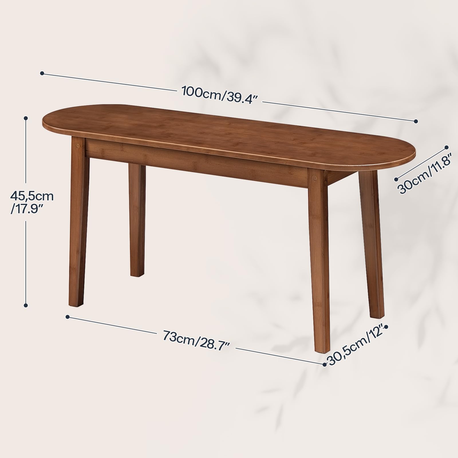 HOOBRO 39.4'' Dining Bench, Bamboo Entryway Bench, Farmhouse Kitchen Table Bench, Sturdy Dining Room Bench, Easy to Assemble, Wooden Bench for Living Room, Hallway, Bedroom, Bathroom, Mocha MA19CD01