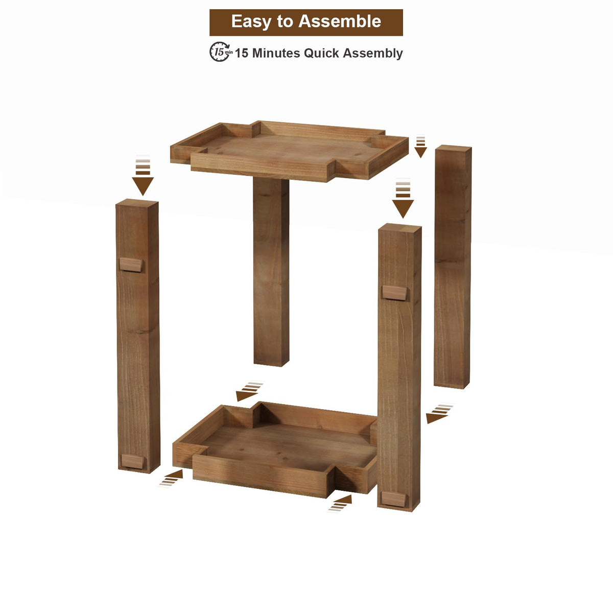 ZOVAZEN Wood End Table, 2-Tier Side Table with Storage Shelf