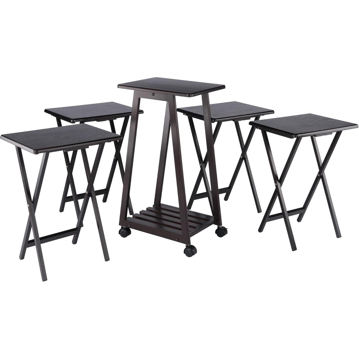 HomeStock Lakefront Luxury 5-Pc Snack Table Set, Coffee Finish