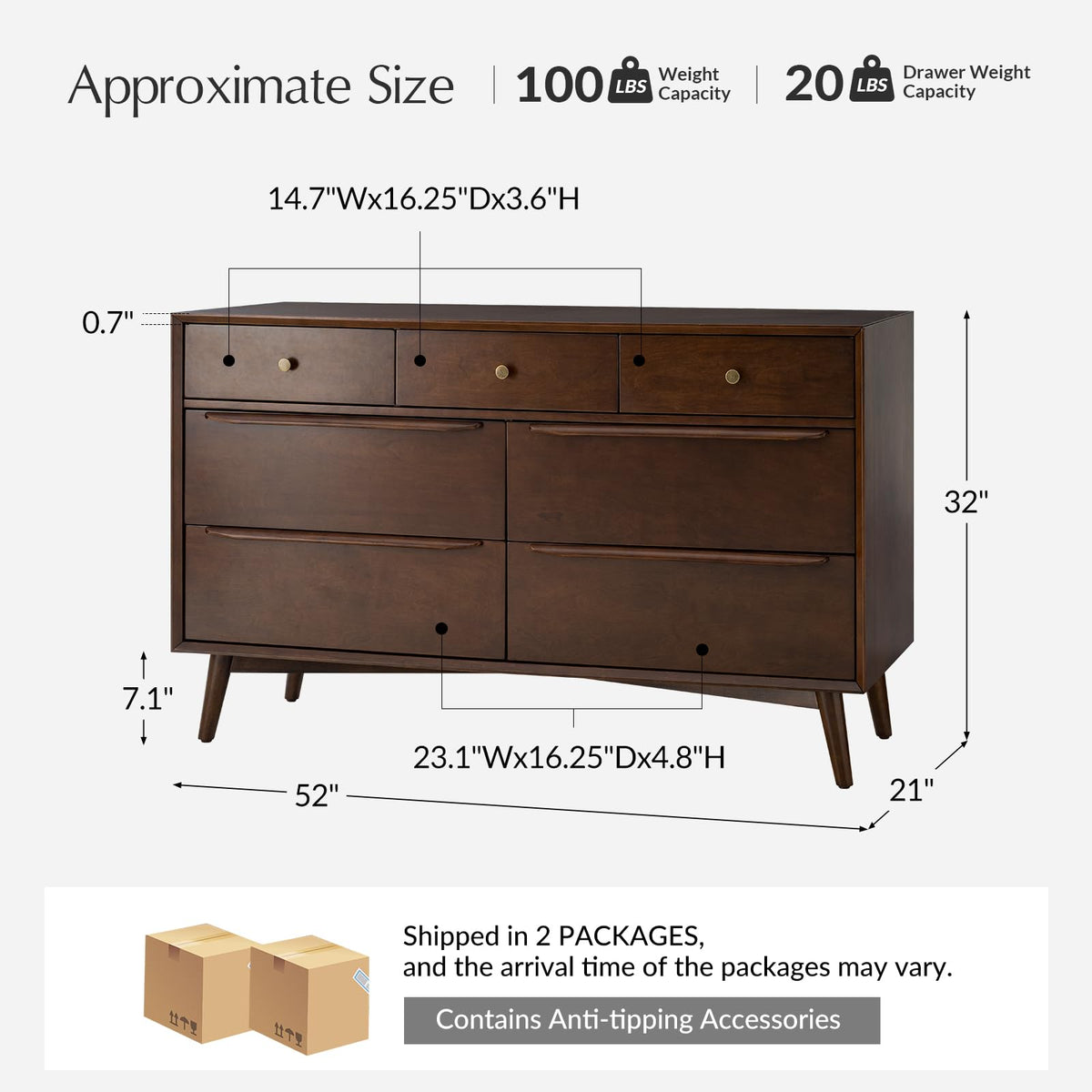 Mid-Century 7-Drawer Dresser