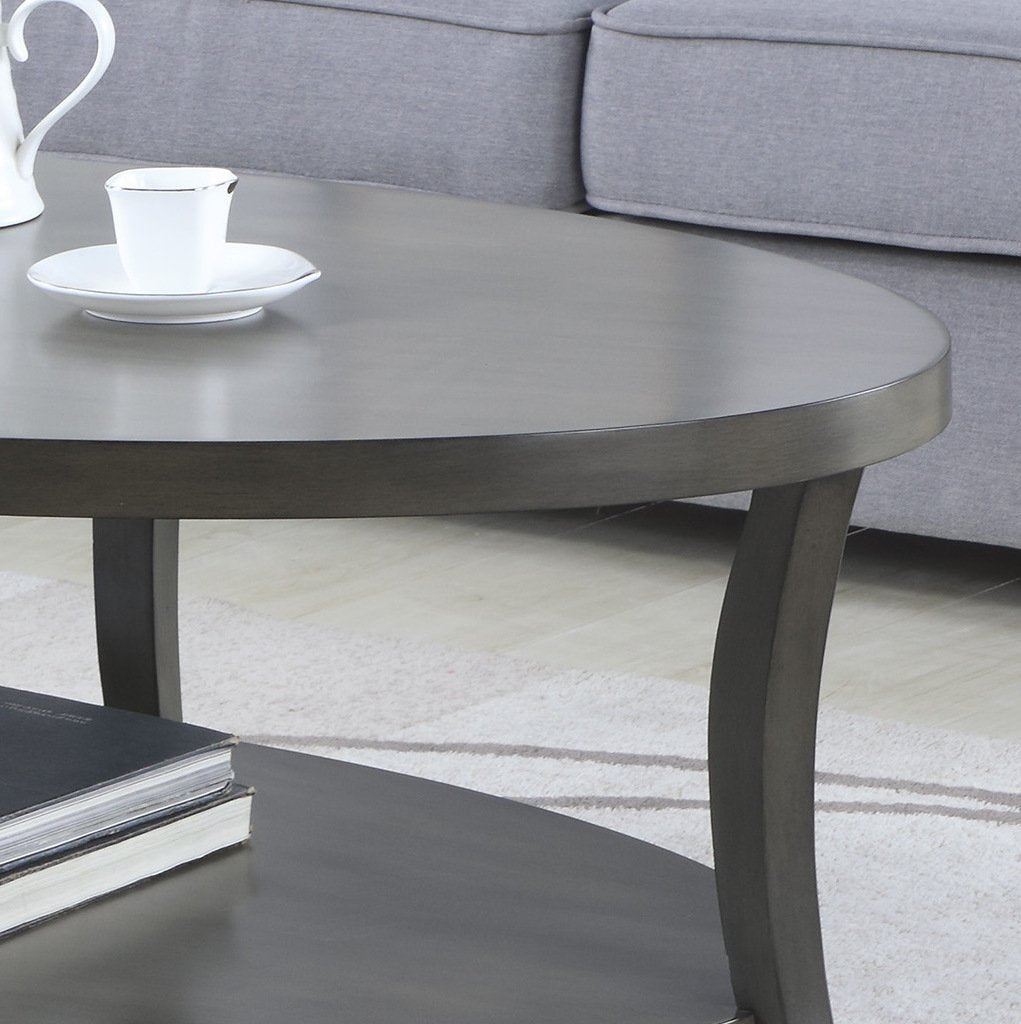Gray Oval Coffee Table Set