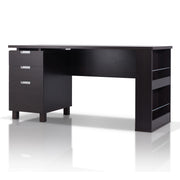 3-Drawer Office Desk with File Cabinet & Magazine Racks, Espresso