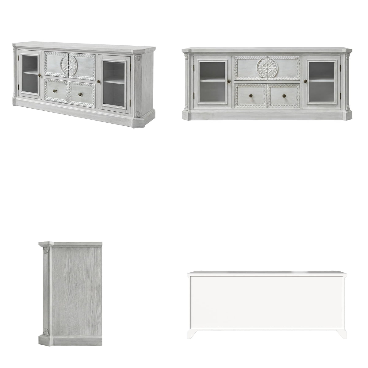 Homsee 60" Solid Wood Sideboard with Storage, Ash Wood Grain
