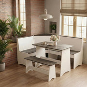 L-Shaped Farmhouse Breakfast Nook Set with Corner Bench & Storage