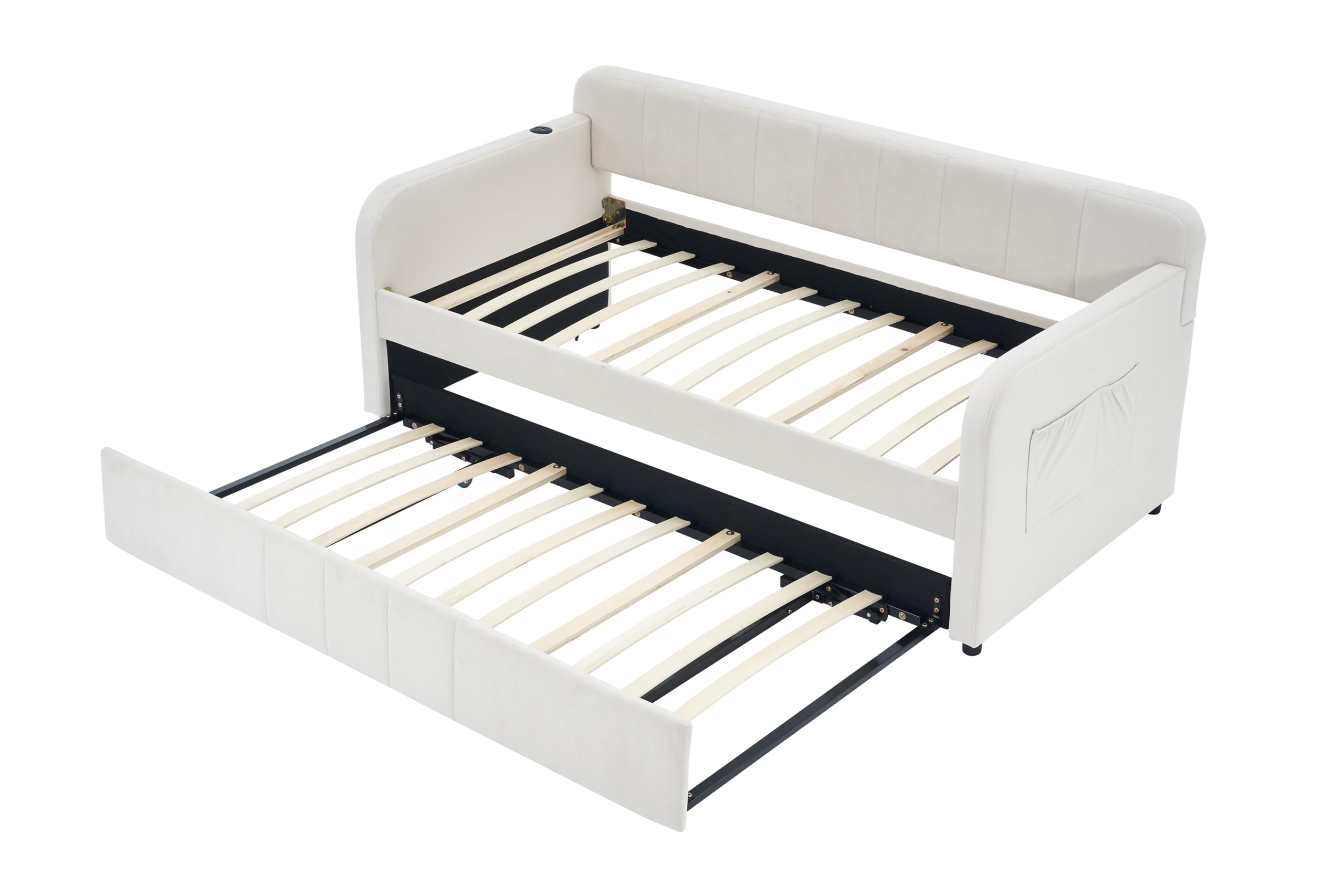 Twin Velvet Daybed with Pop-Up Trundle