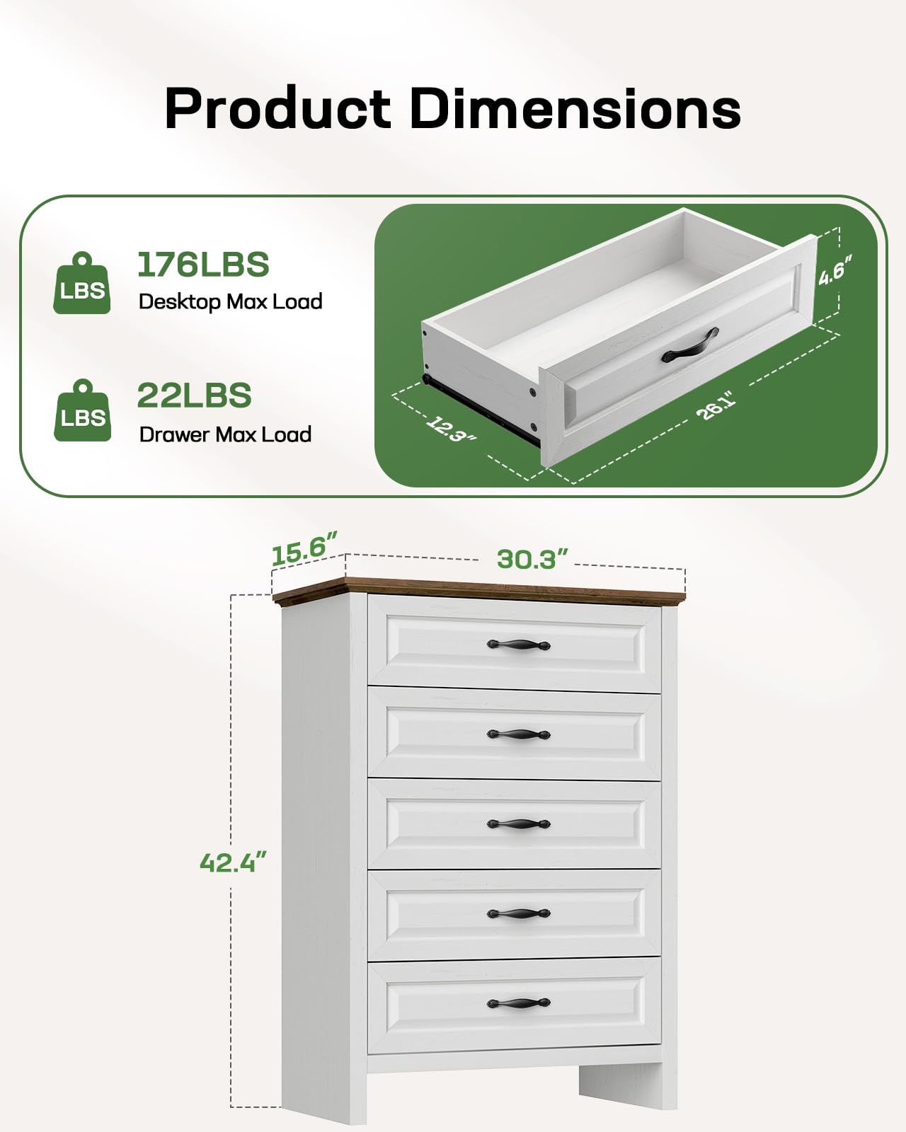 5-Drawer Farmhouse Dresser