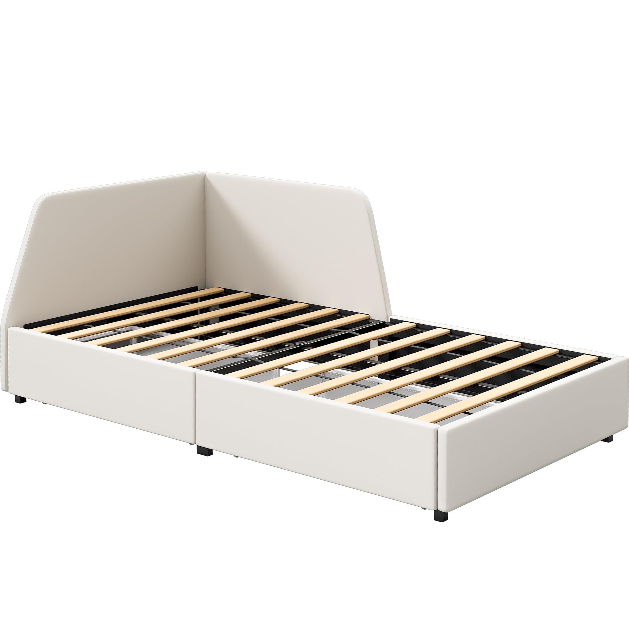 Twin Daybed Frame with Storage Drawers & Safety Rail