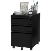 FLEXISPOT 3-Drawer Metal Mobile Filing Cabinet for Home Office - Under Desk Storage with Lock Keys - Legal/Letter/A4 File Organizer - Fully Assembled Except Wheels - Black