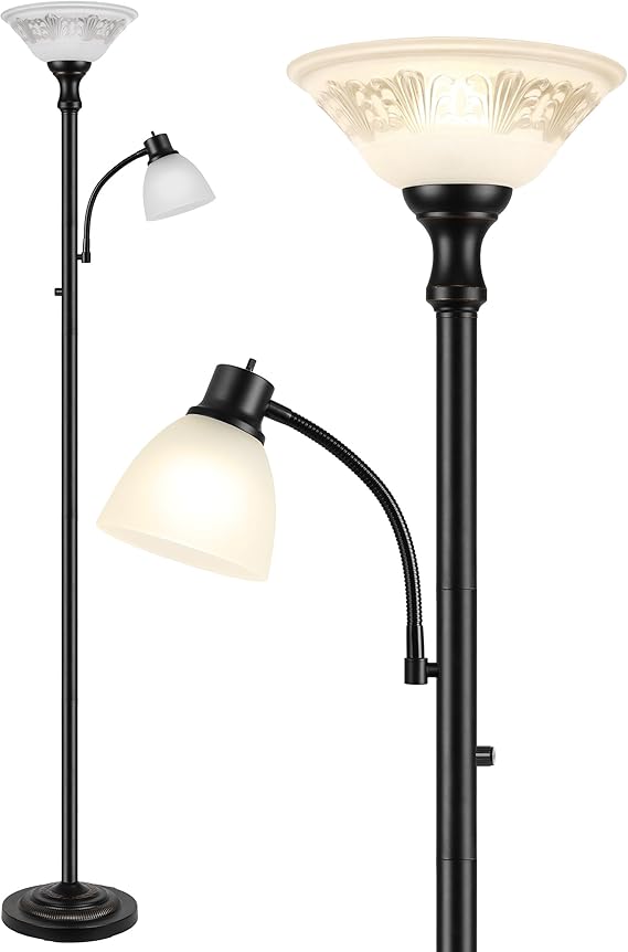 Victorian Dual-Head Floor Lamp with Reading Light