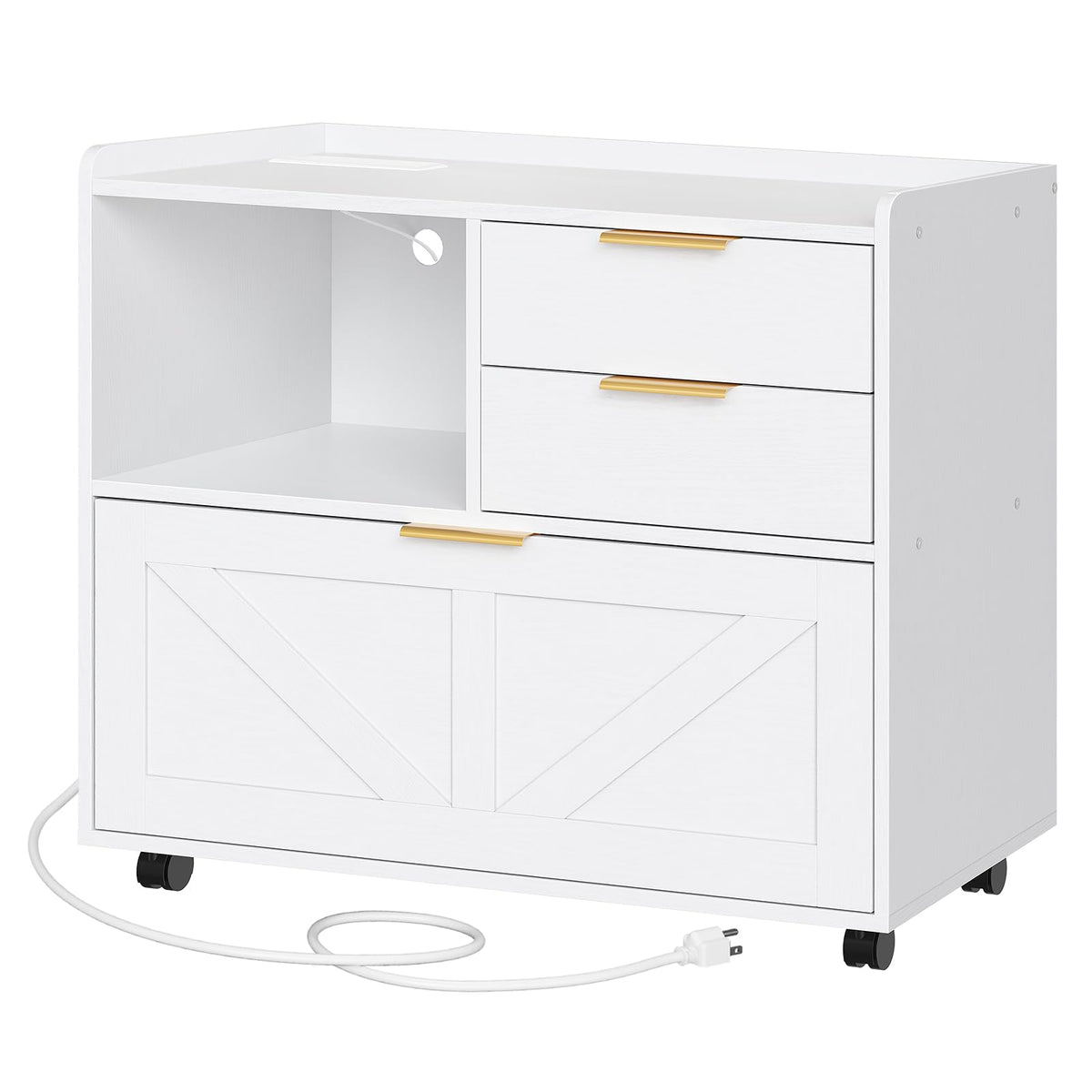 Rolling File Cabinet with Charging Station
