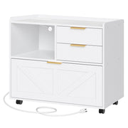 Rolling File Cabinet with Charging Station