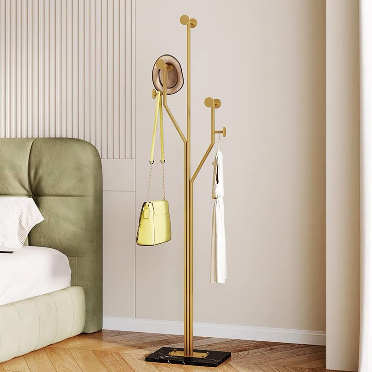 Freestanding Coat Rack with Marble Base