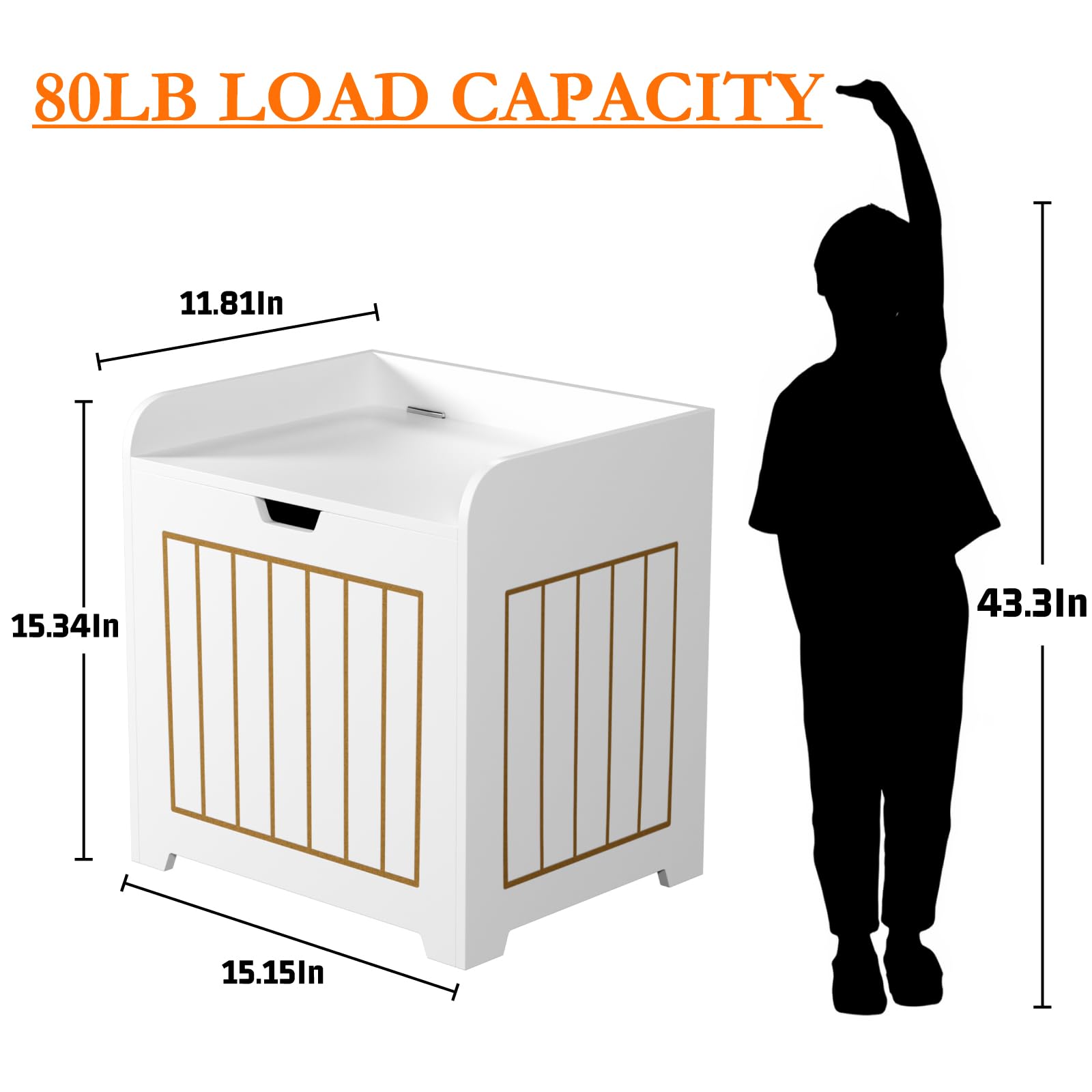 Aenuert White Wooden Storage Chest Box, Small Cube Storage Organizer with Door, Modern Entryway Storage Bin for Home Books, Clothes, Plants, Square Side Table for Living Room or Bedroom