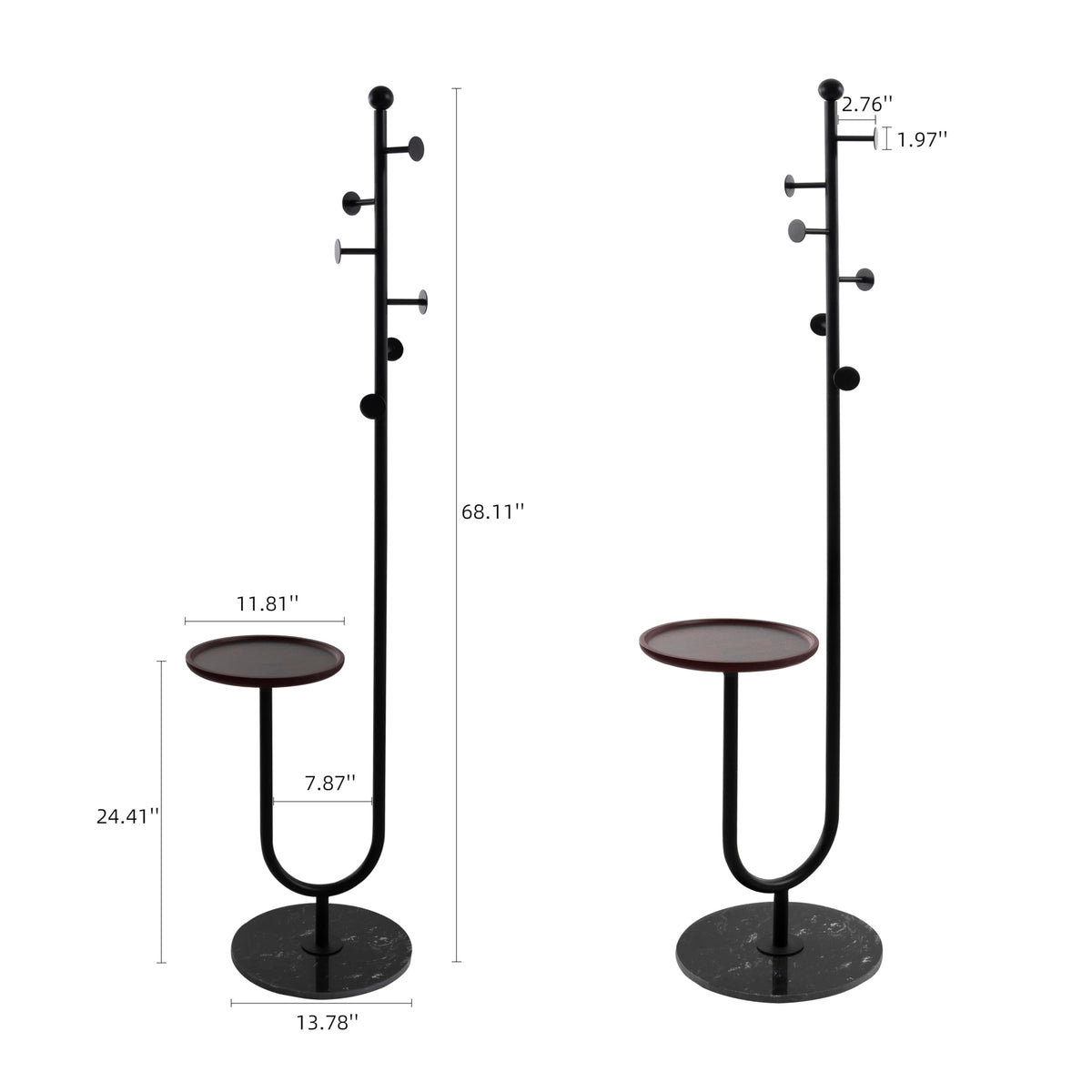 JIAYUEJU Coat Rack Freestanding with Table for Entryway (Black)