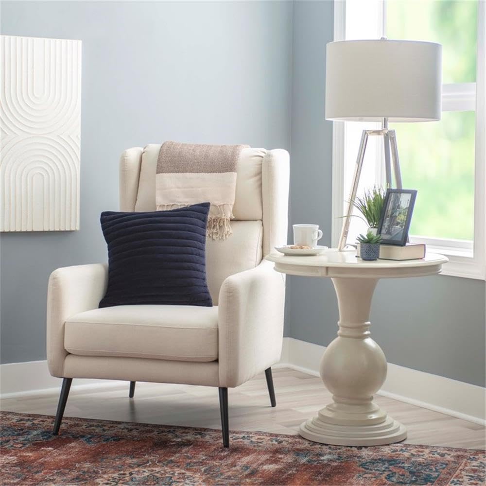 Round Pedestal Accent Table – Cream