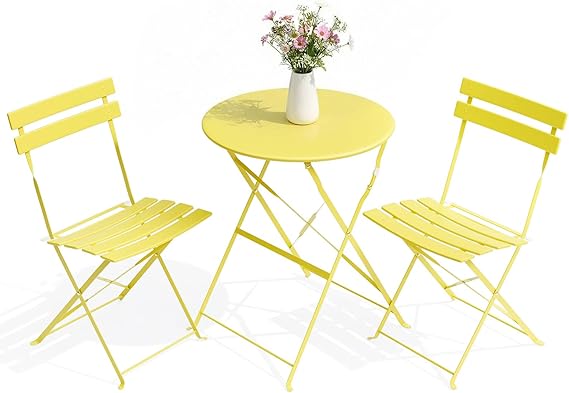 3-Piece Folding Bistro Set, Outdoor Patio Table & Chairs