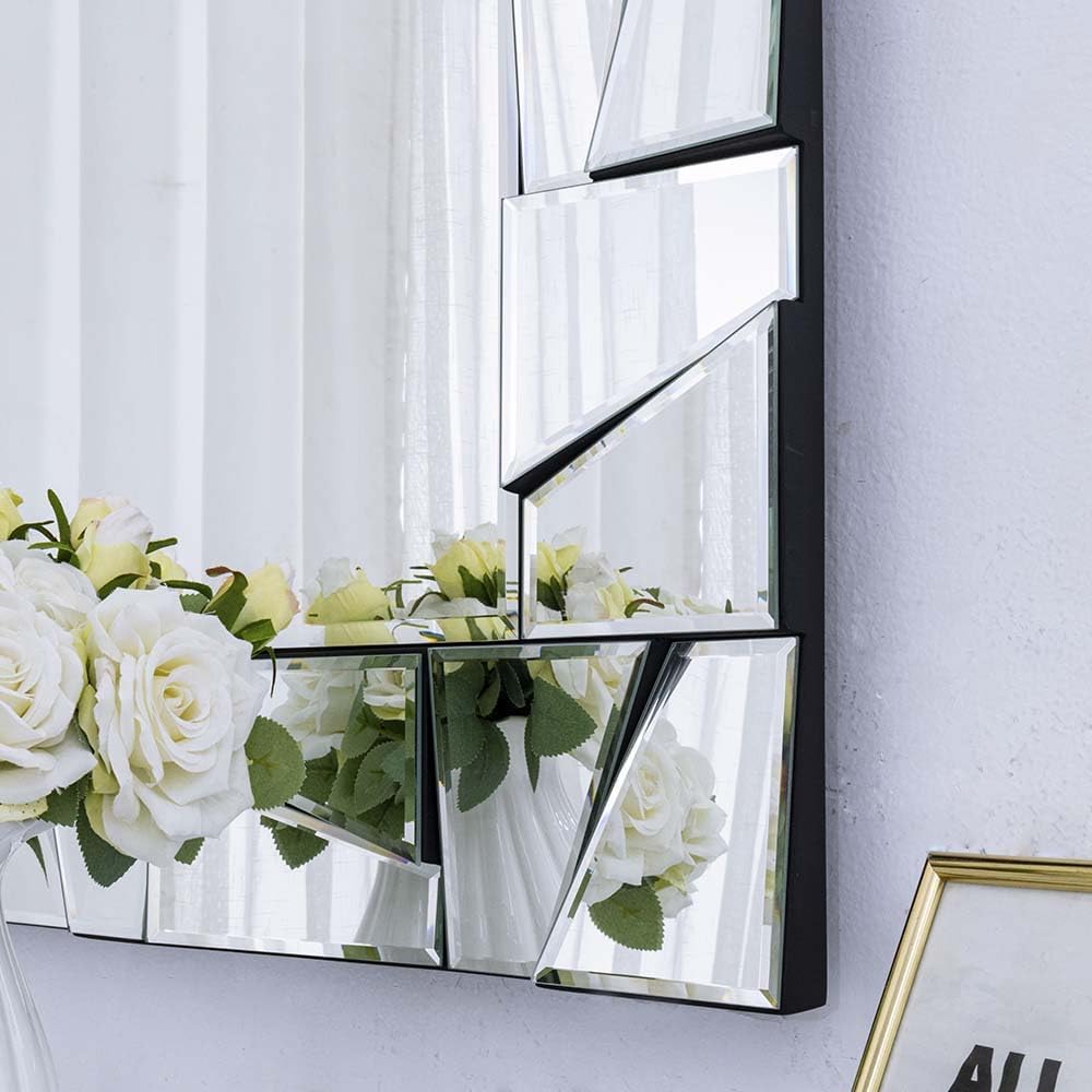 Large Rectangular Wall Mirror with 3D Beveled Glass Frame