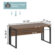 EXCEFUR Home Office Desk, Modern Computer Desk for Workstation, Wood Metal Executive PC Laptop Study Writing Table for Living Room, 53 Inch, Rustic Walnut