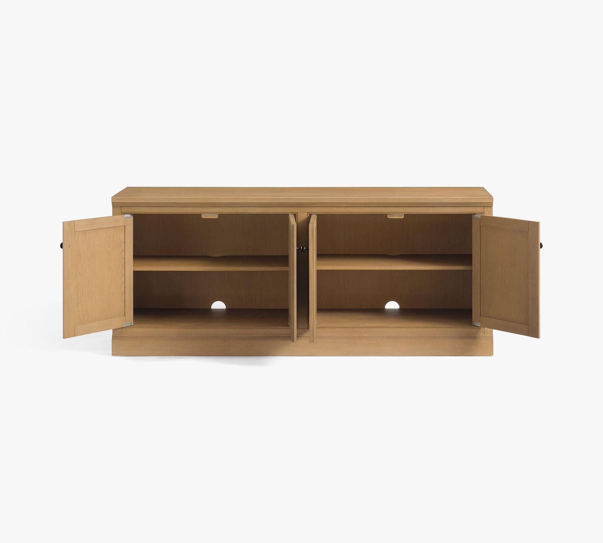 72" Modern Farmhouse Sideboard Buffet Cabinet, Natural Finish Composite Wood Credenza with 4 Fluted Panel Doors, Adjustable Shelves & Cable Cutouts, Freestanding Storage Console for Dining Room
