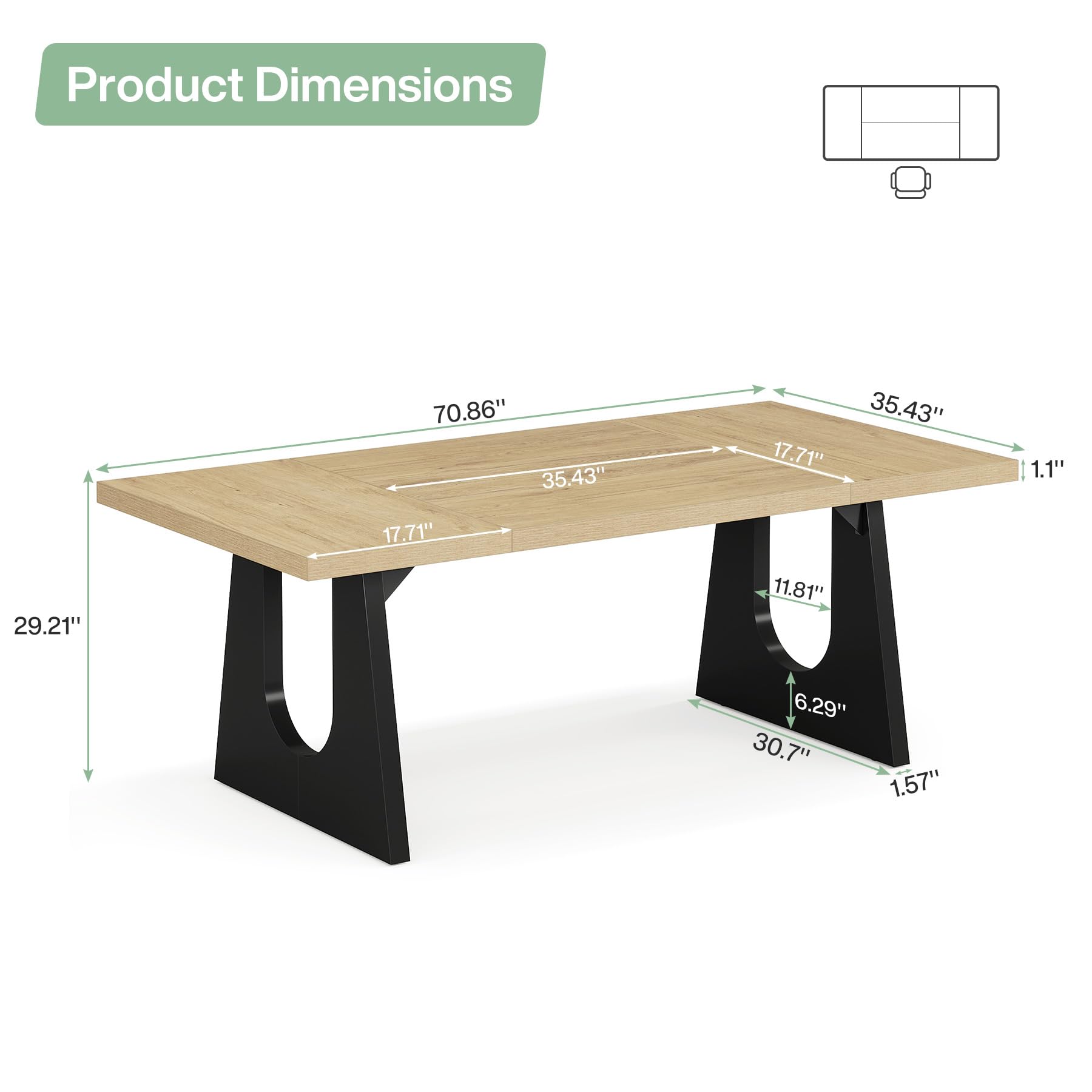 Large Rectangular Conference Table for 6-8 People